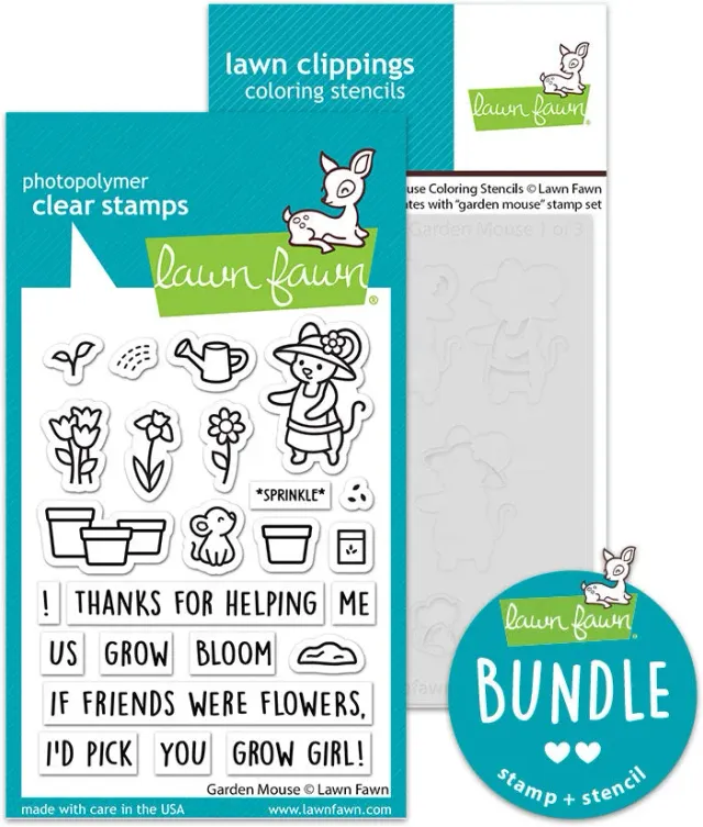 Lawn Fawn Garden Mouse Stempel + Schablonen Bundle Sommer