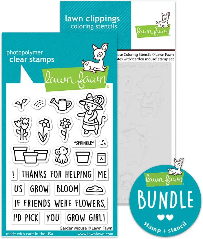 Lawn Fawn Garden Mouse Stempel + Schablonen Bundle Sommer