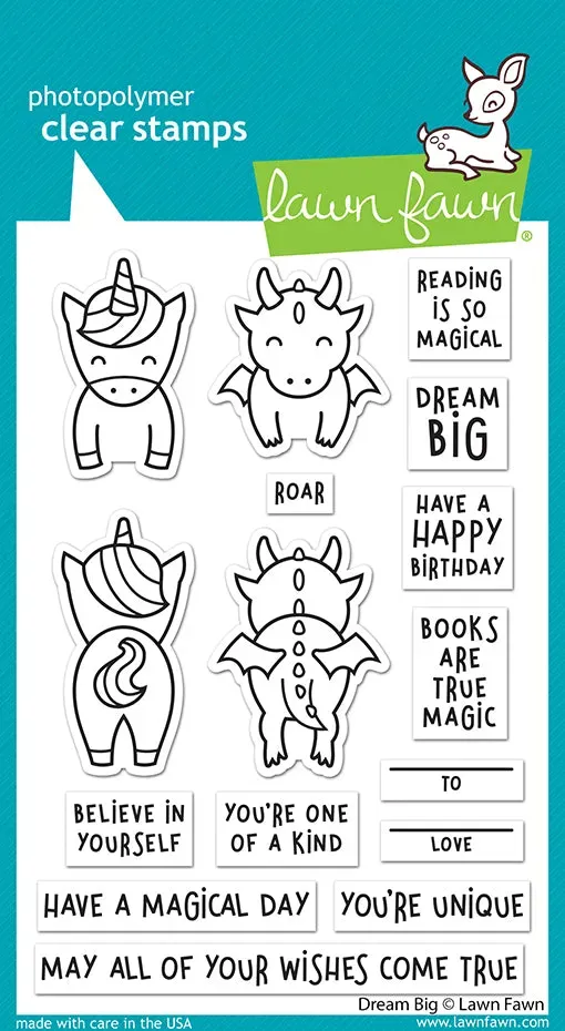Lawn Fawn Dream Big Clear Stamps Stempelset Einhorn