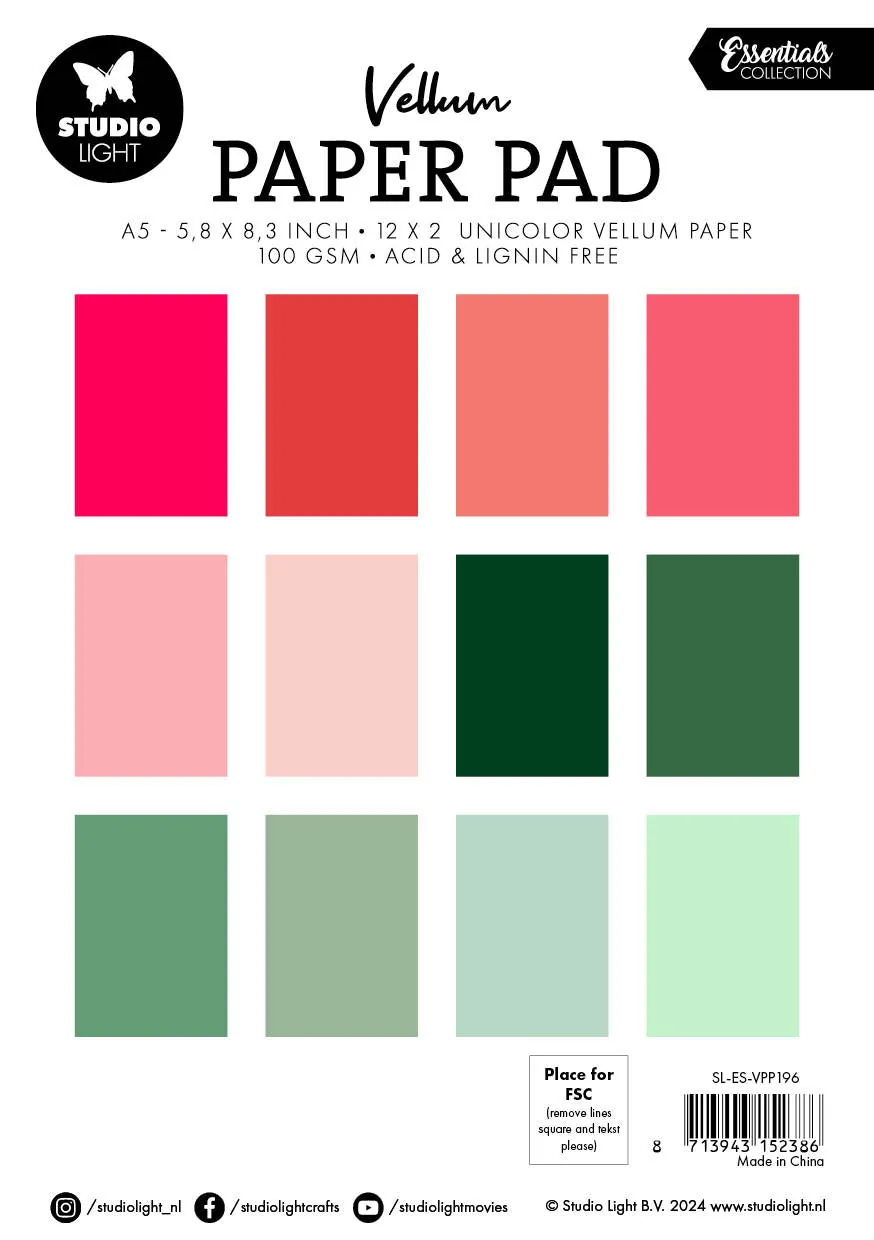 StudioLight Essentials Shades of Christmas Vellumblock 36 Blatt