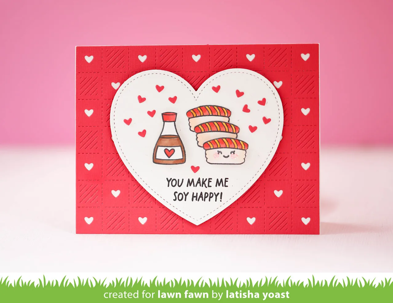 Lawn Fawn Checkered Hearts Backdrop Stanzen LF3963 quer