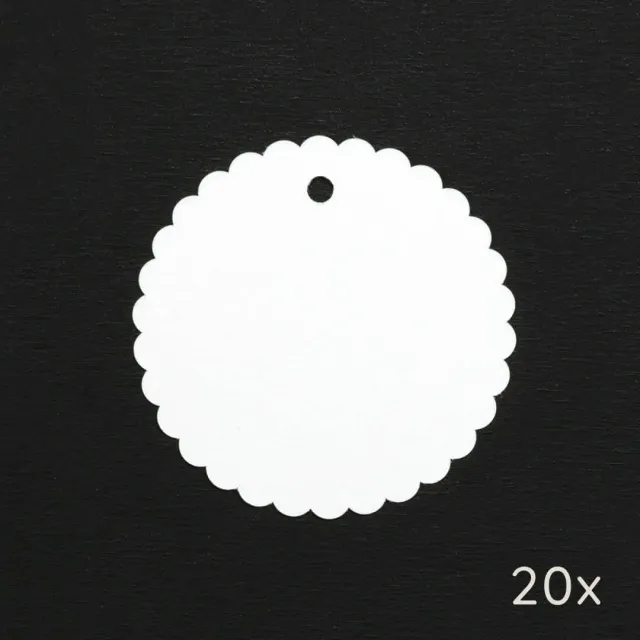 Perlenfischer Papieranhänger Wellenrand 50 mm 20 Stück Weiß