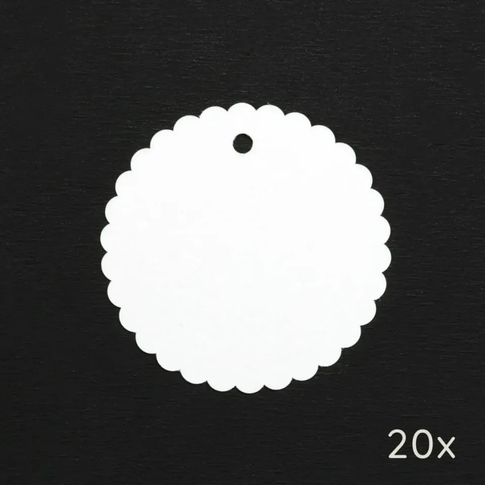 Perlenfischer Papieranhänger Wellenrand 50 mm 20 Stück Weiß