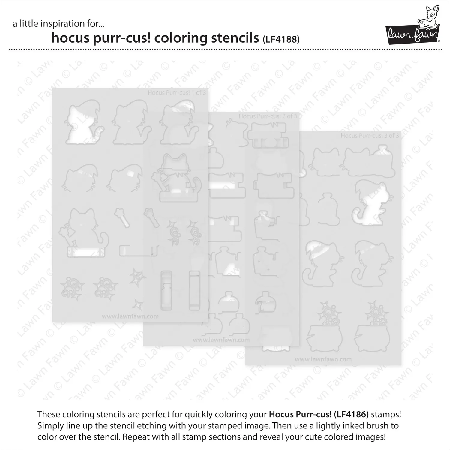 Lawn Fawn Hocus Purr-cus LF4188 Coloring Stencils Halloween