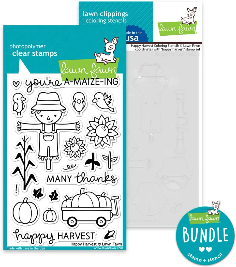 Lawn Fawn Happy Harvest Stempel + Schablonen Bundle Herbst