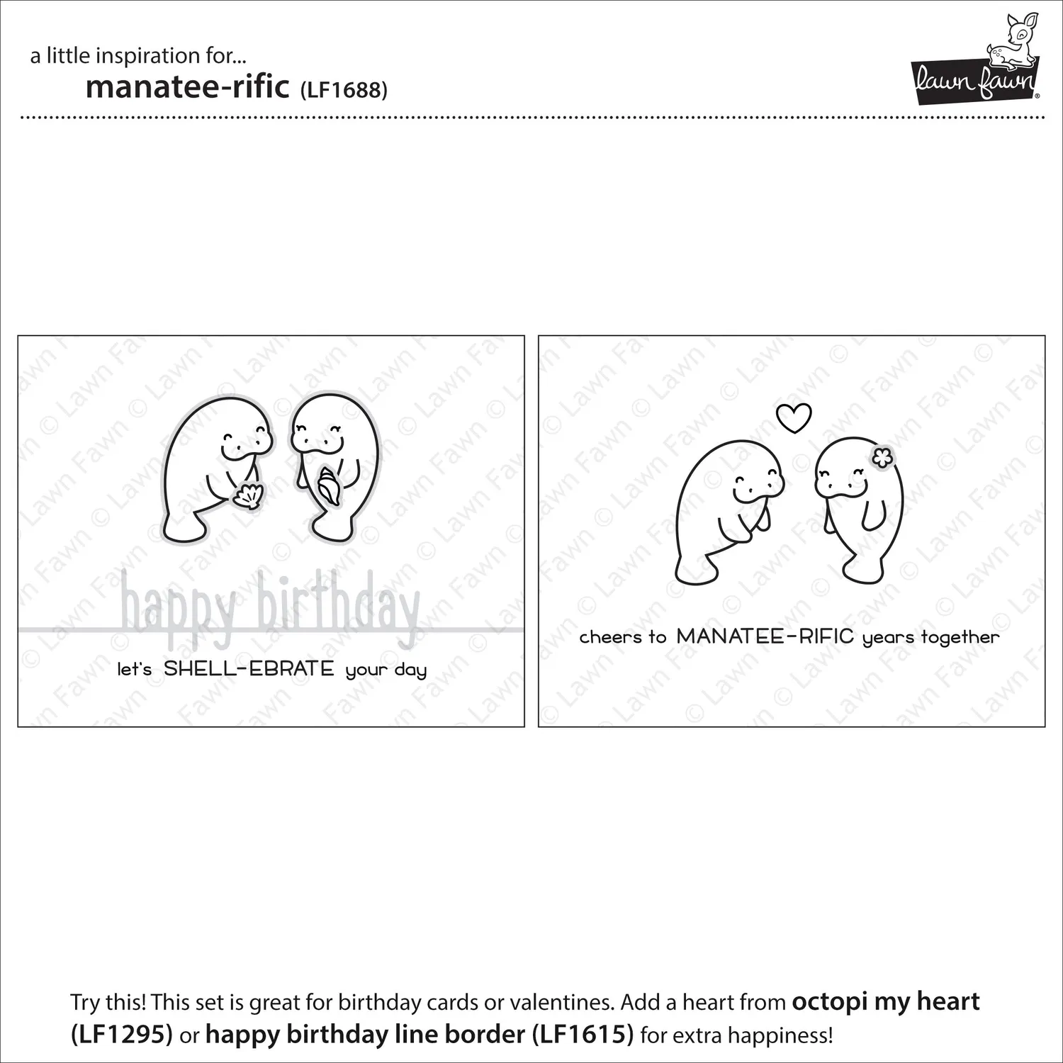 Lawn Fawn Manatee-rific Clear Stamps Stempelset Seekühe