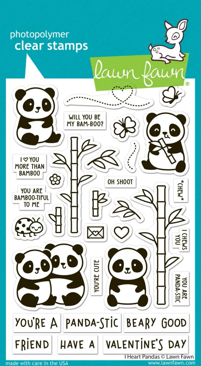 Lawn Fawn I Heart Pandas LF3596 Clear Stamps Valentinstag Panda