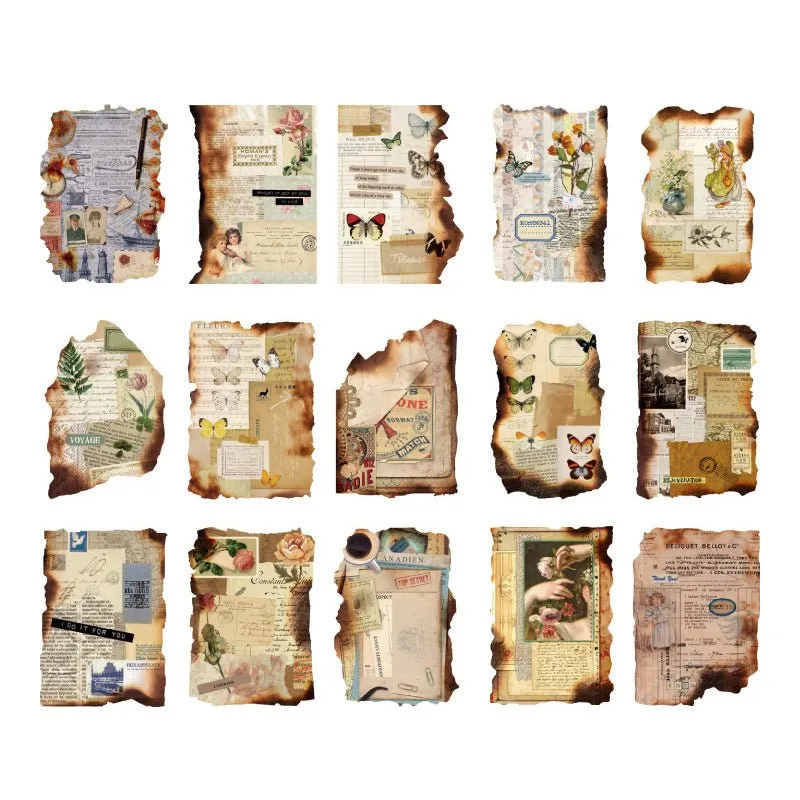 Ieebee Burnt Pieces Scrapbook Papier Set Bill Time 30tlg