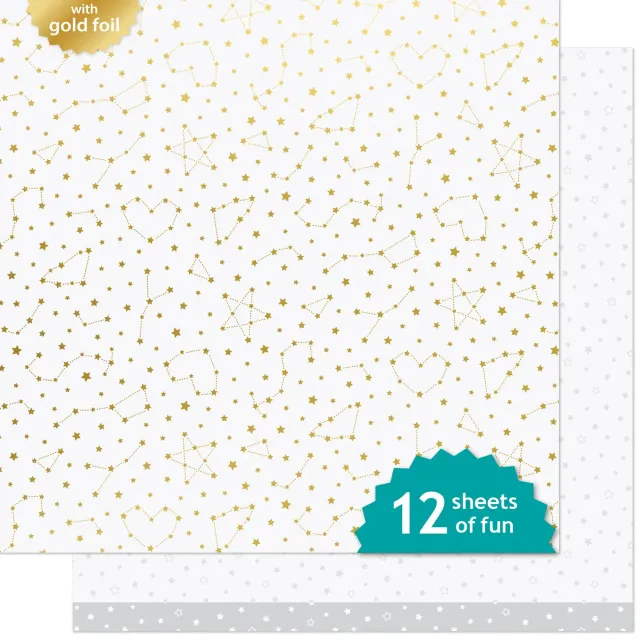 Lawn Fawn Twinkling White Designpapier 30x30 Goldfolie 12 Blatt