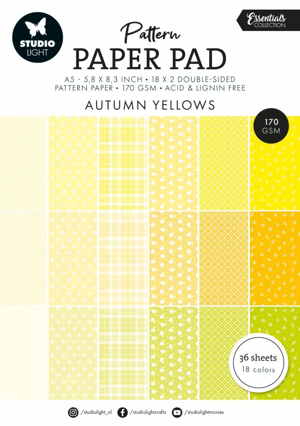 StudioLight Essentials Shades of Yellow Designblock 36 Blatt A5