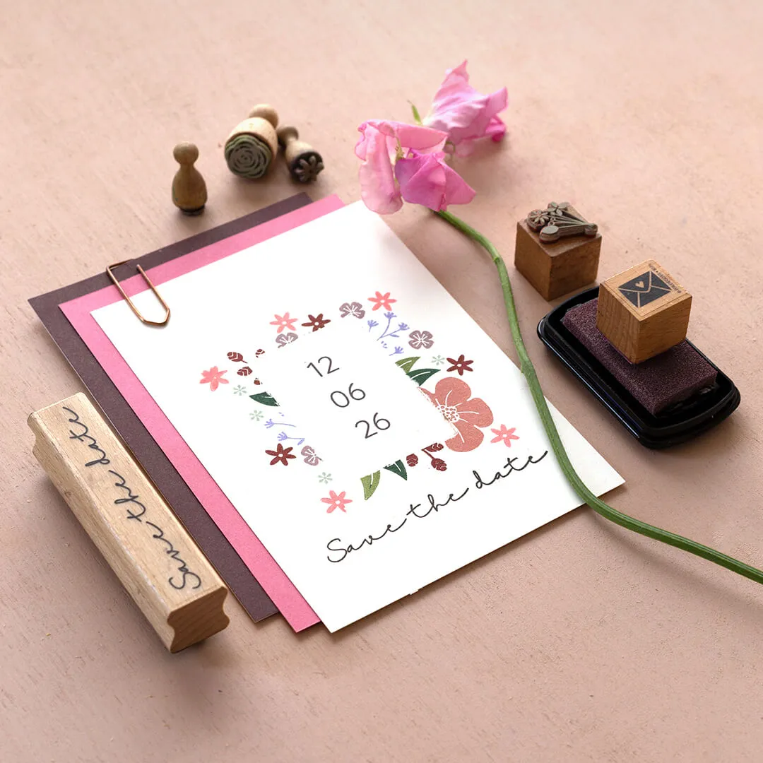 Perlenfischer Save the date 2 Stempel 8x80 mm Holz