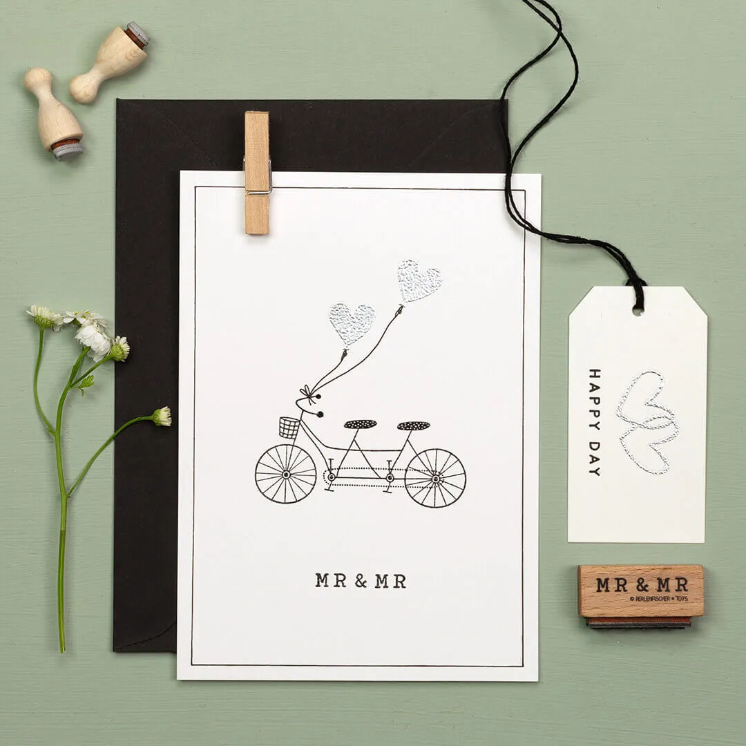 Perlenfischer Tandem Stempel Fahrrad 32x61 mm Hochzeit
