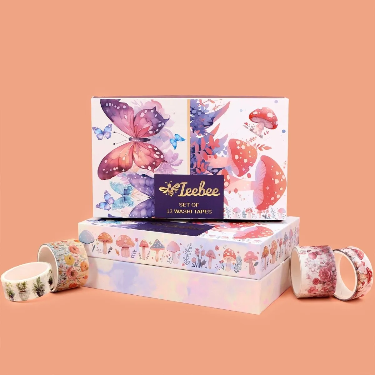Ieebee Butterfly Fairy Garden Washi-Tape 13 Rollen Pilz
