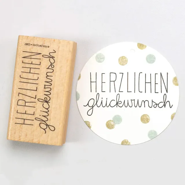 Perlenfischer Herzlichen Glückwunsch Stempel 32x65 mm