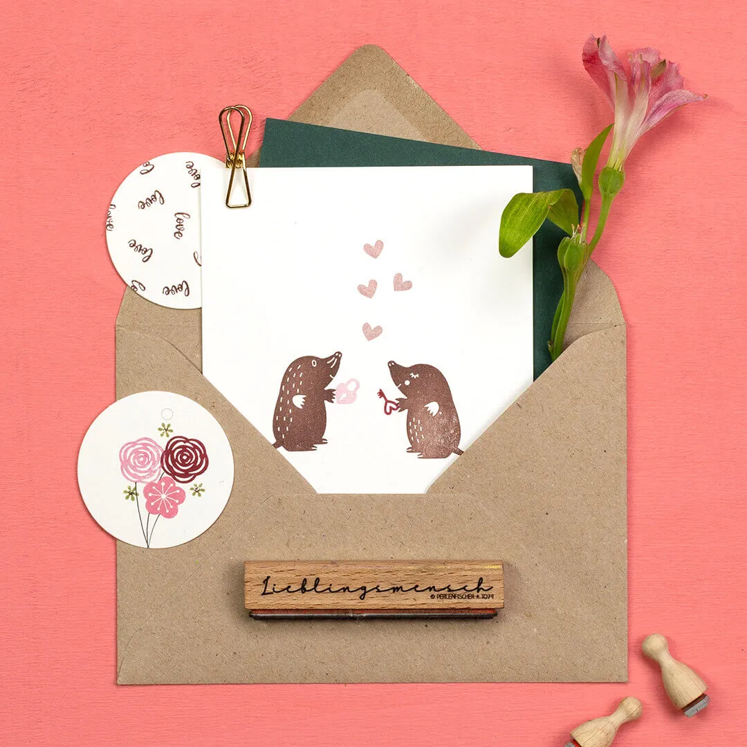 Perlenfischer Love mini Stempel Herz Schriftzug