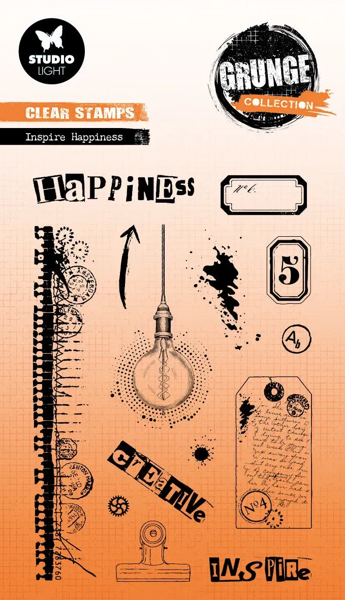 StudioLight Grunge Transparentstempel Inspire Happiness