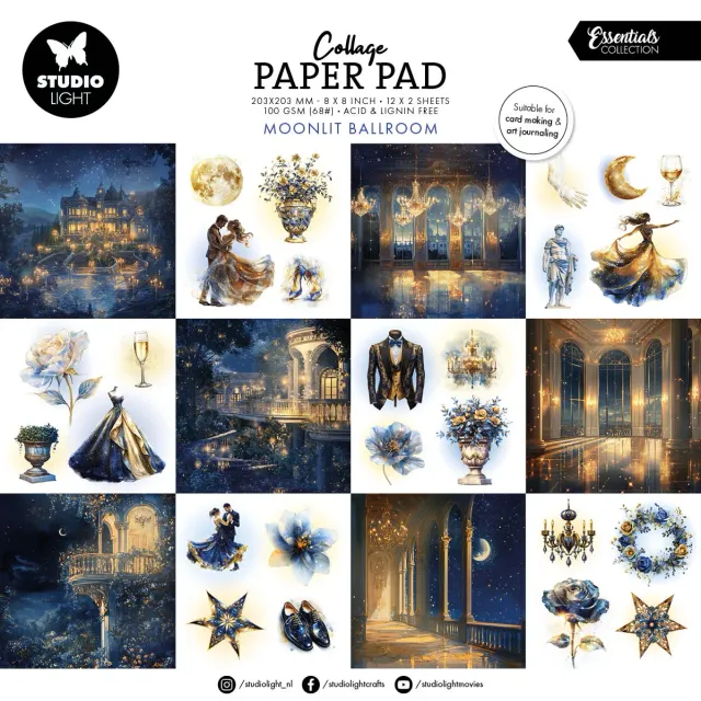 Studio Light Essentials Moonlit Ballroom Collage Paper Pad 24 Blatt