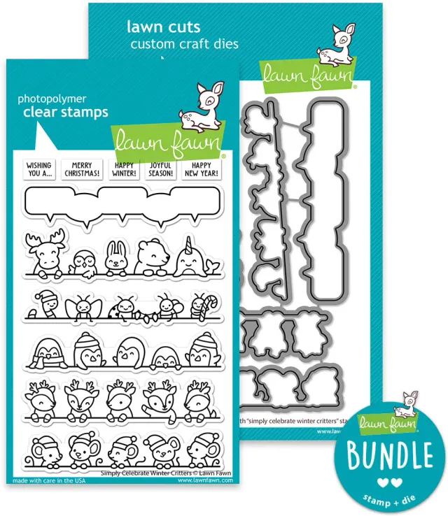Lawn Fawn Simply Celebrate Winter Critters Stempel Stanz Set