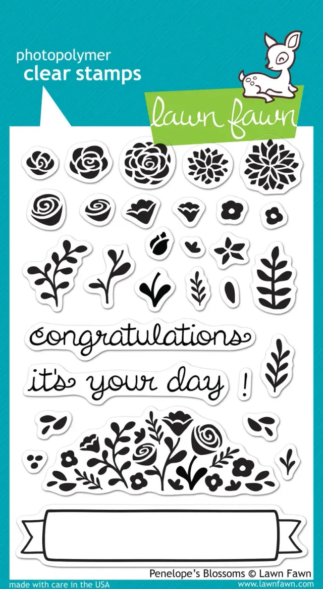 Lawn Fawn Penelopes Blossoms Clear Stamps Blumen 30-teilig