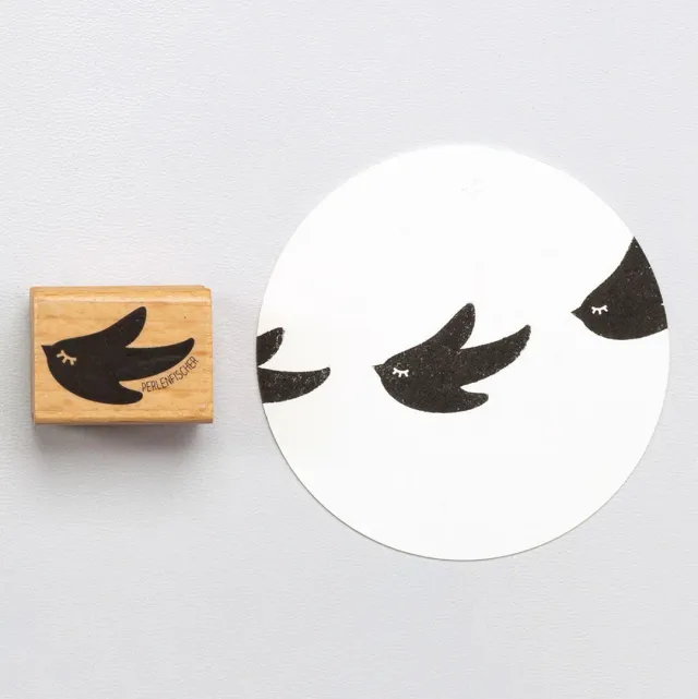 Perlenfischer Vogel flieg Stempel 19x30 mm Holz