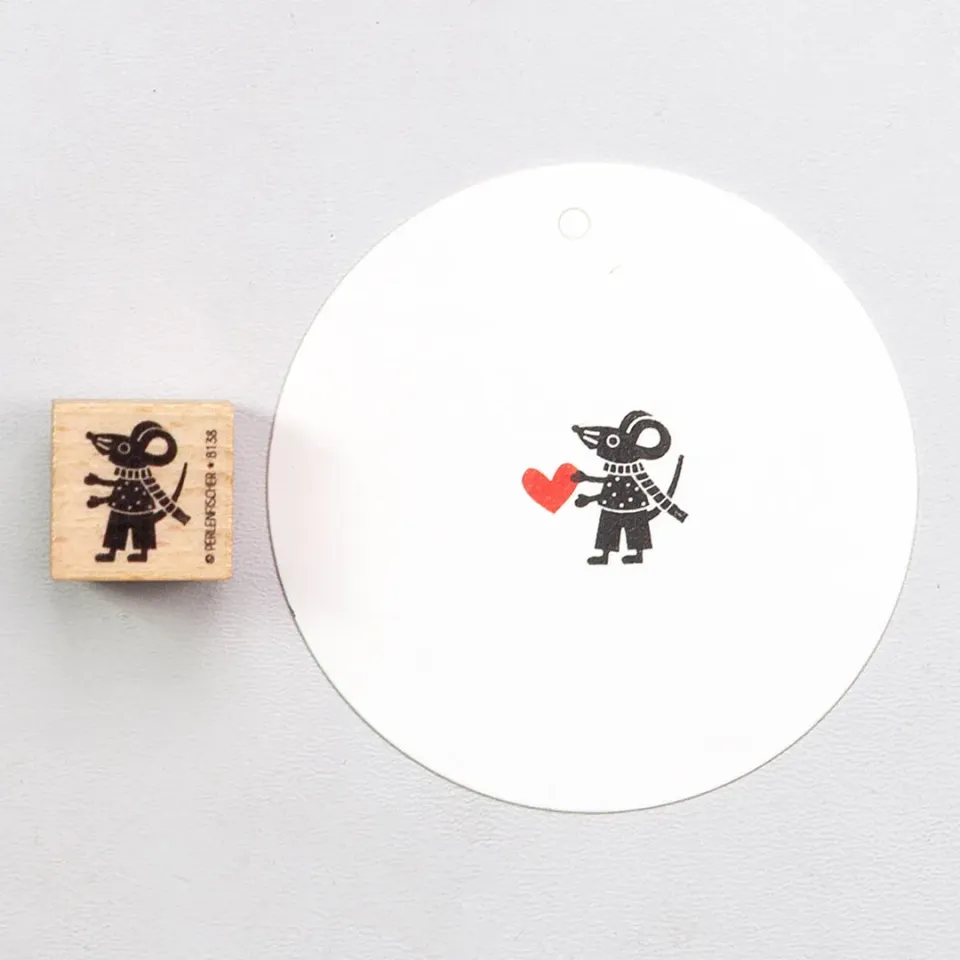 Perlenfischer Mouse Willi Stempel Holz 10x15 mm