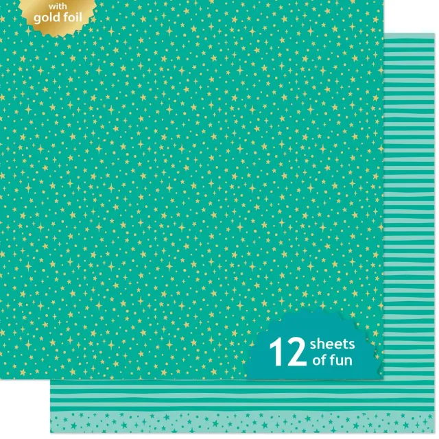 Lawn Fawn LF3836 Designpapier Tourmaline Teal Gold 30x30