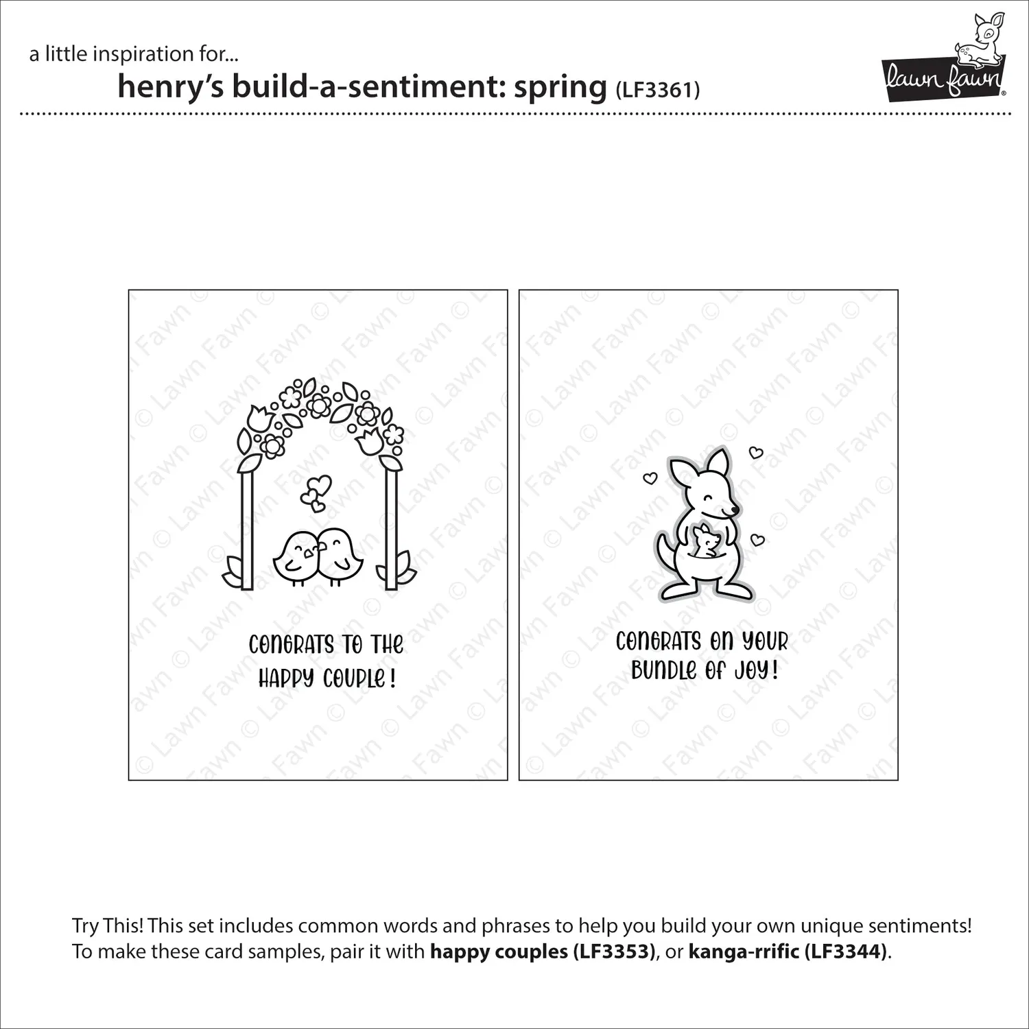 Lawn Fawn Henry's Build-A-Sentiment Spring Stempelset Sprüche
