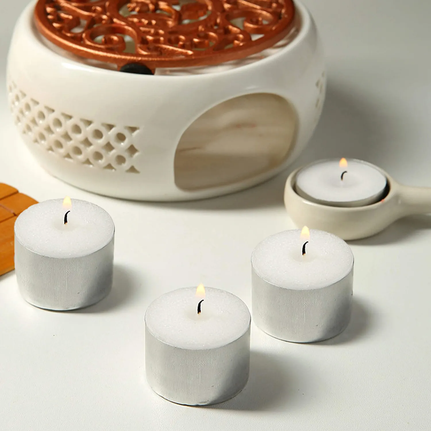 Ieebee Golden Glow Teelichter 5 Stück Flower langbrennend