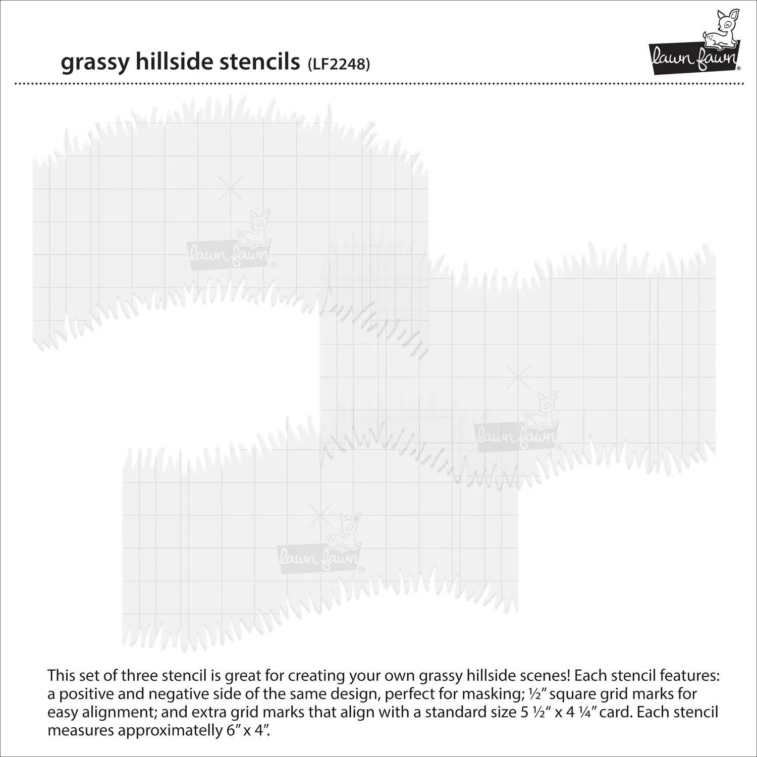 Lawn Fawn Grassy Hillside LF2248 Schablonen 3er Set Hügel