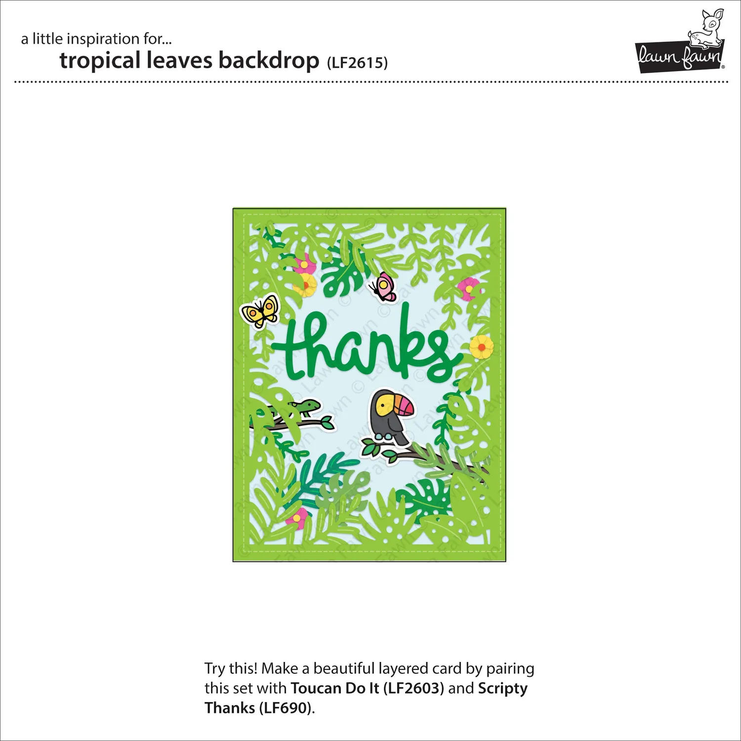 Lawn Fawn Lawn Cuts Tropical Leaves Backdrop Stanzschablone