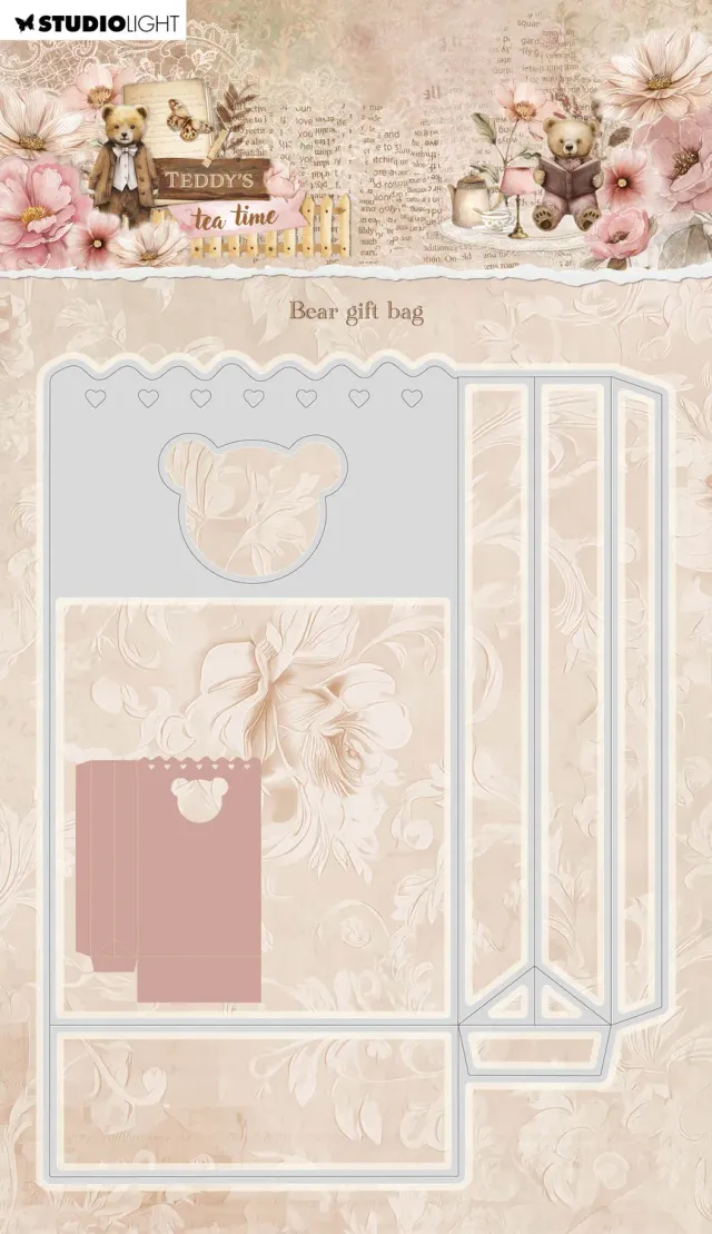 StudioLight Teddy's Tea Time Bear Gift Bag Stanzschablone Tüte