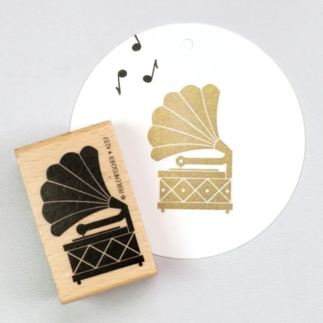 Perlenfischer Grammophone Stempel 27x41 mm Musik