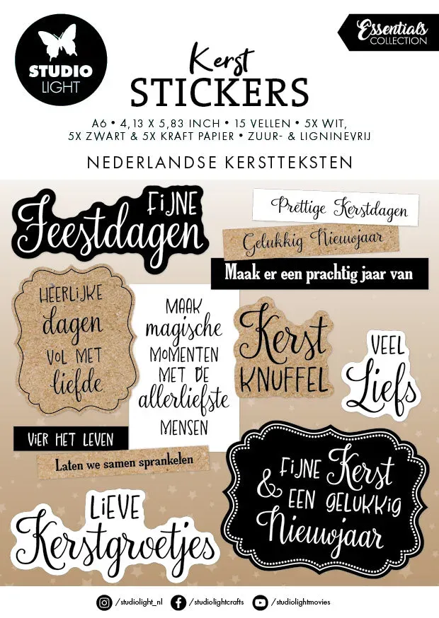 Studio Light Essentials X-mas Sentiments Sticker Pad 15 Blätter