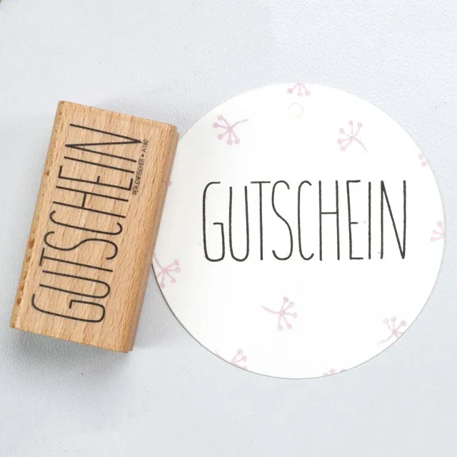 Perlenfischer Gutschein Stempel 20x51 mm für Geschenke