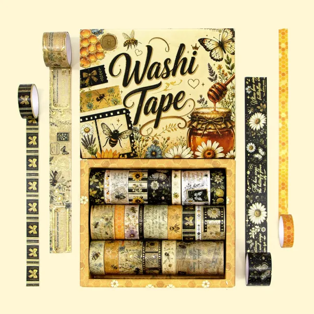 Ieebee Bee Washi Tape Set Goldfolie Blumen 30 Rollen