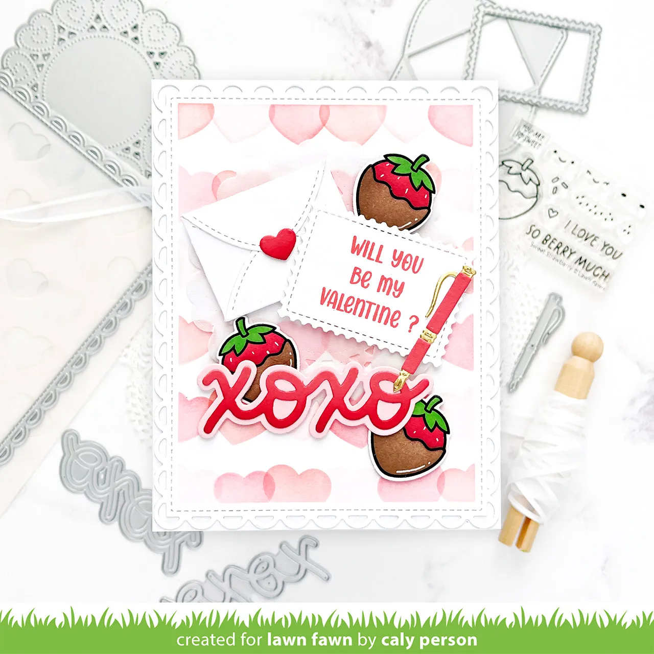Lawn Fawn Scripty XOXO Outline Stanzschablone LF3616