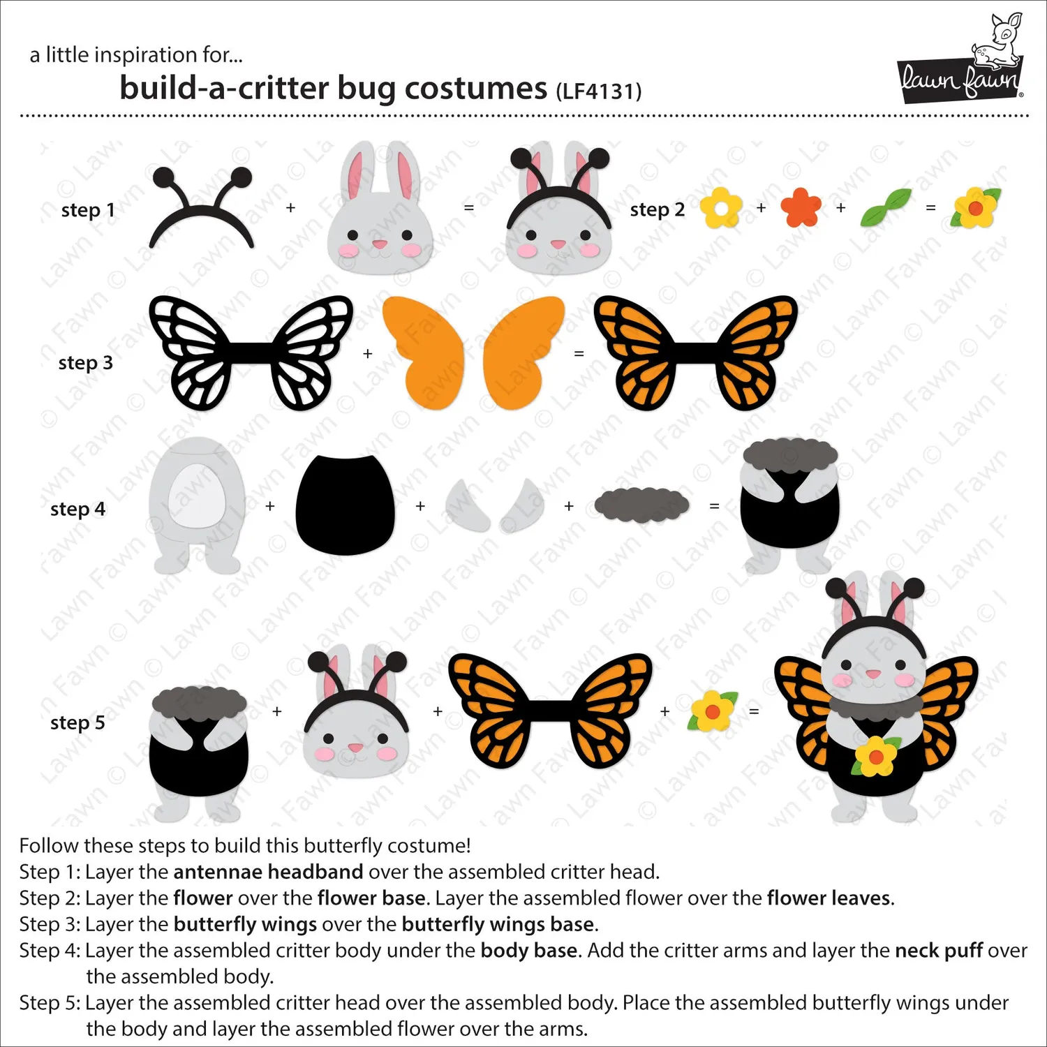 Lawn Fawn Build-a-Critter Bug Costumes Stanzen LF4131