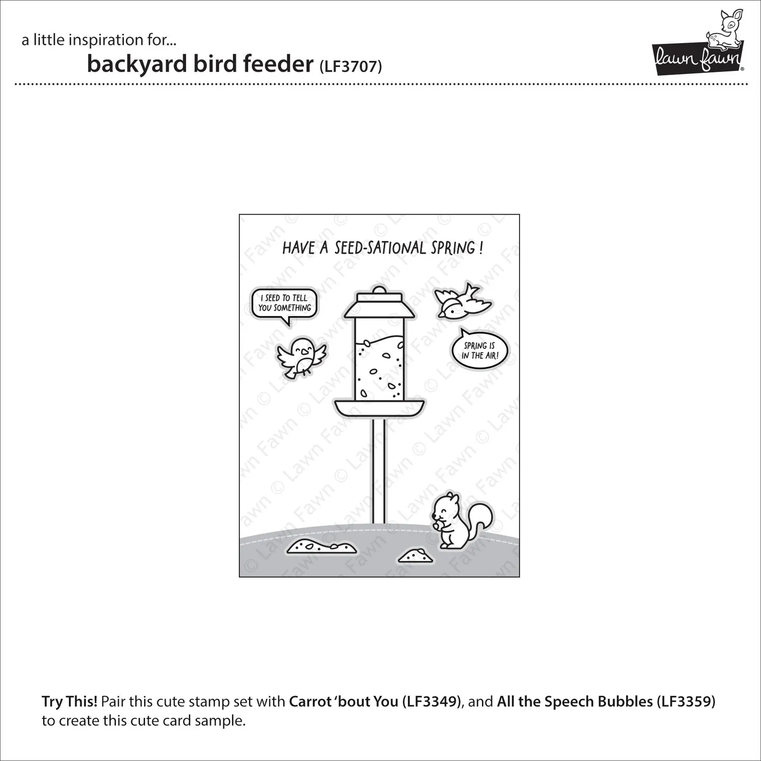 Lawn Fawn LF3707 Stempelset Backyard Bird Feeder Vögel