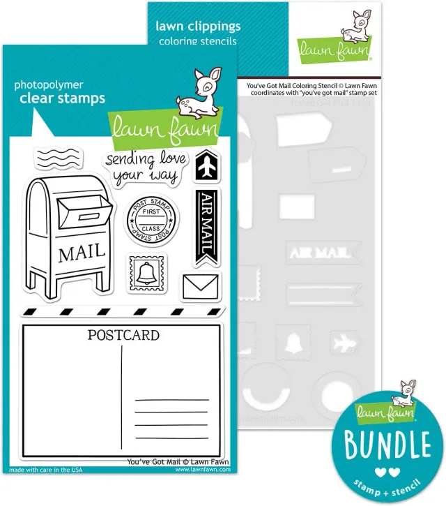 Lawn Fawn You've Got Mail Stempelset mit Schablone 10-teilig