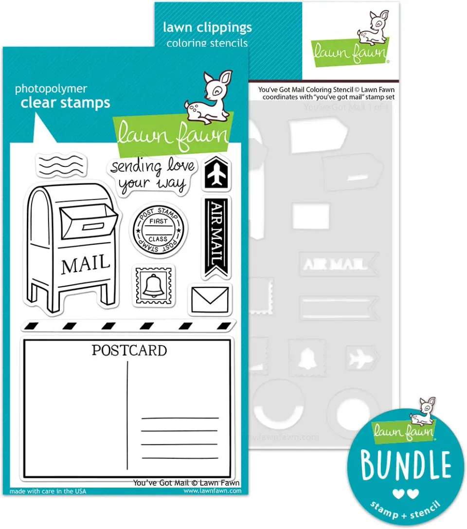 Lawn Fawn You've Got Mail Stempelset mit Schablone 10-teilig