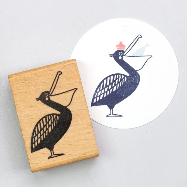 Perlenfischer Pelikan Stempel 56x41 mm Holz