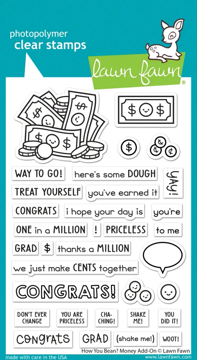 Lawn Fawn How You Bean Money Add-On Clear Stamps Geld