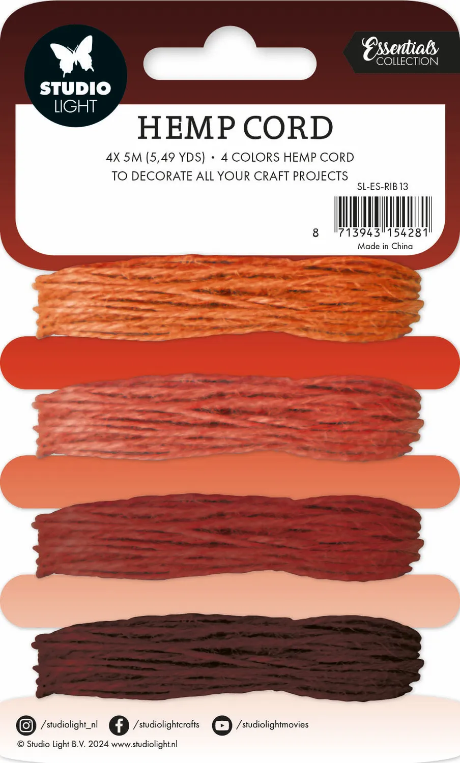 StudioLight Essentials Hemp Cord Hanfkordel Orange 4 Farben