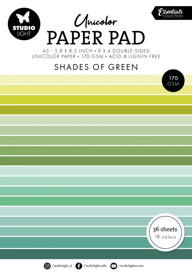Studio Light Essentials Shades of Green Papierblock A5 grün 36 Blatt