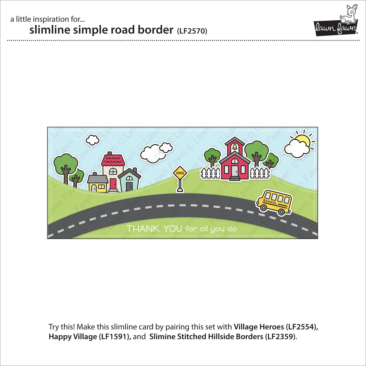 Lawn Fawn Slimline Simple Road Border Stanzen LF2570