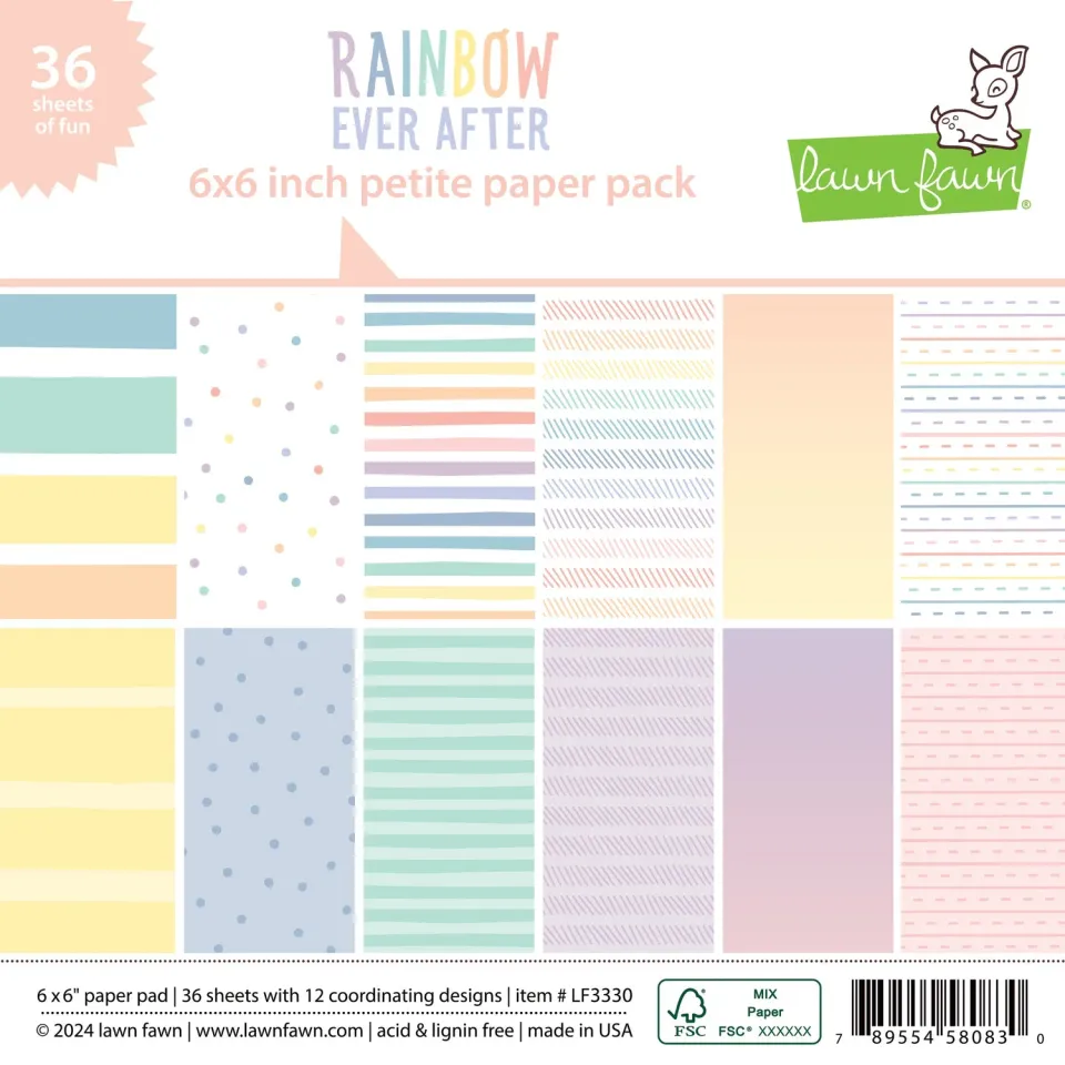 Lawn Fawn Rainbow Ever After Papierblock 6x6 pastell