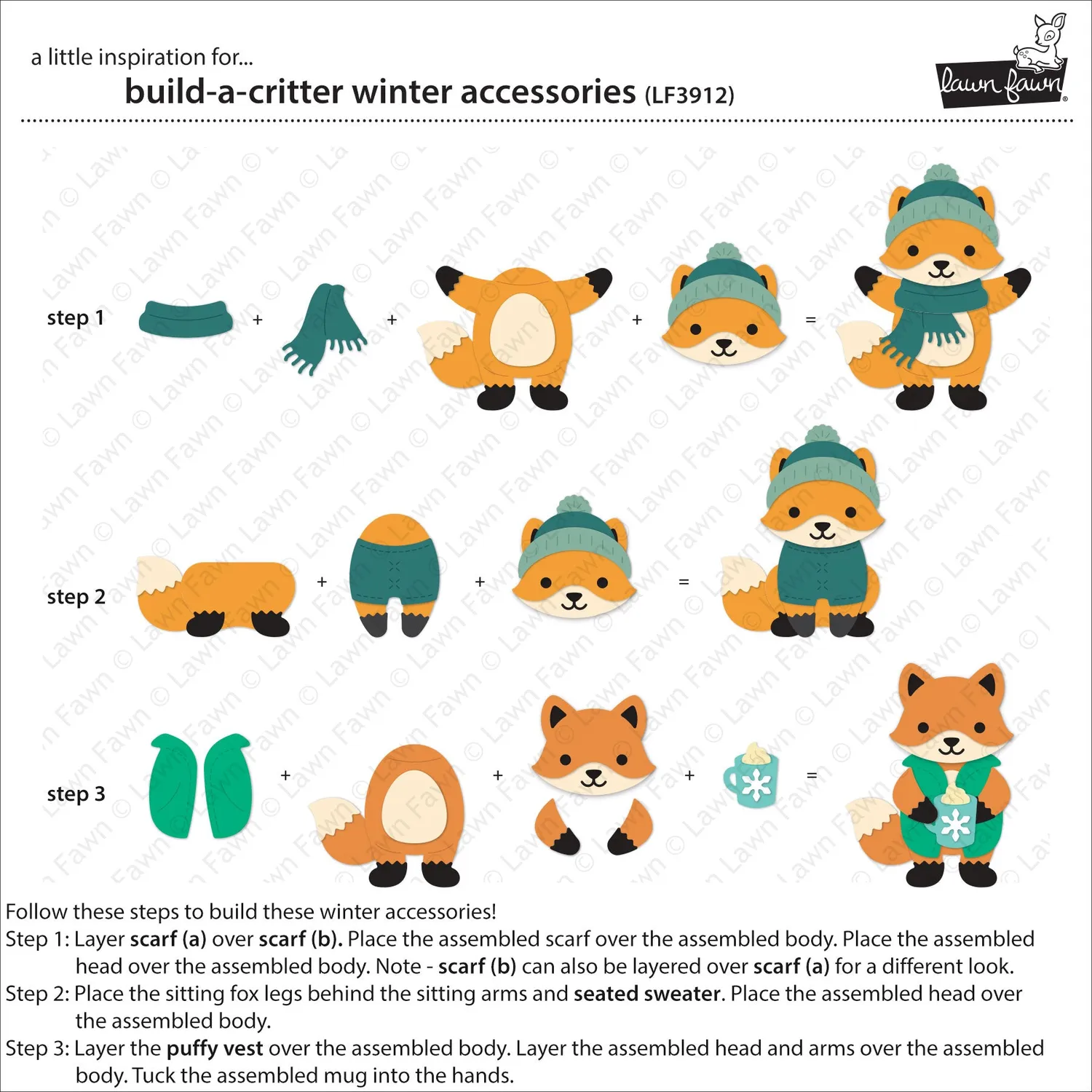 Lawn Fawn Build-A-Critter Winter Accessories LF3912 Stanze