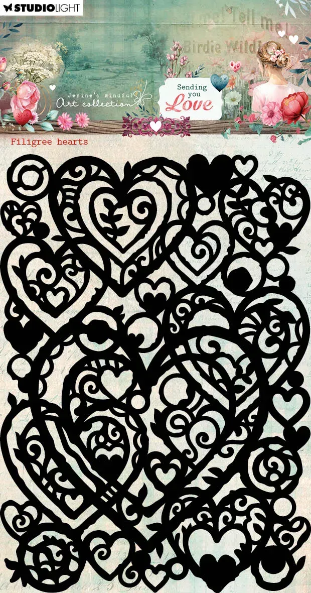 Jenine's Mindful Art Sending You Love Mask Filigree Hearts