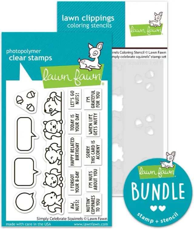 Lawn Fawn Simply Celebrate Squirrels Stempel Schablonen Eichhörnchen