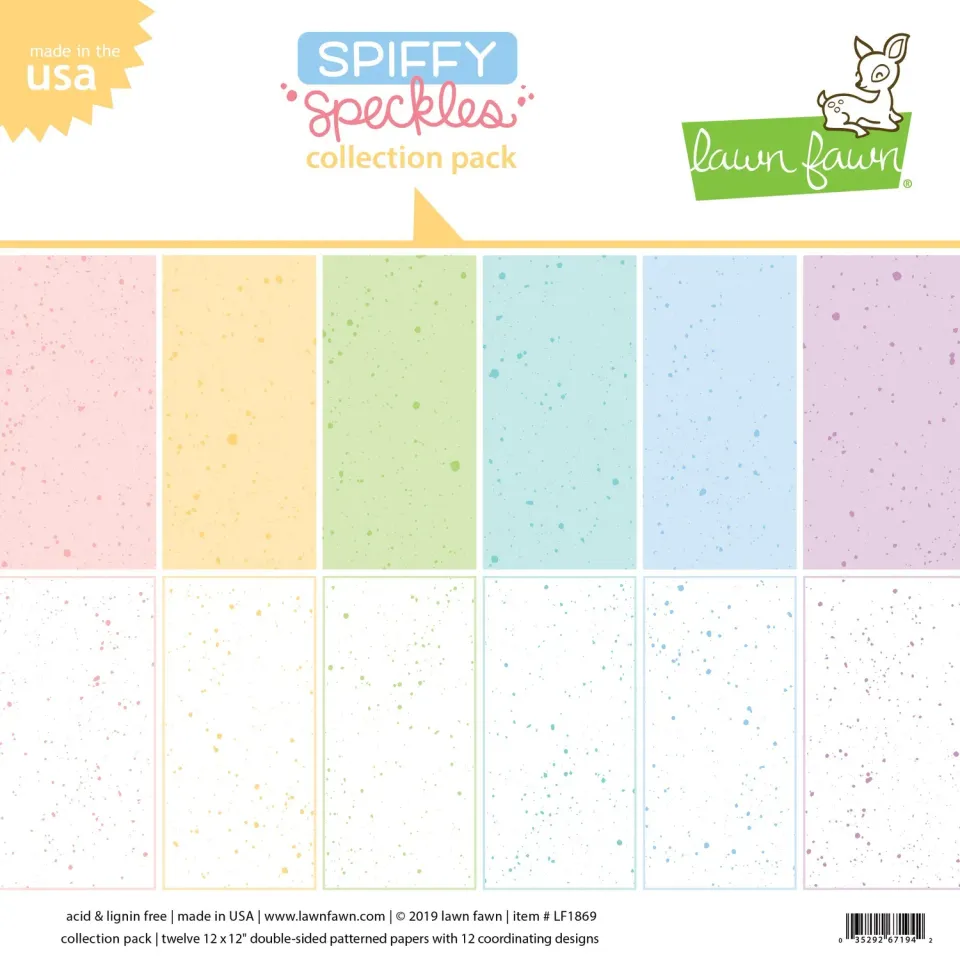 Lawn Fawn Spiffy Speckles Papier 12x12 12 Bogen pastell